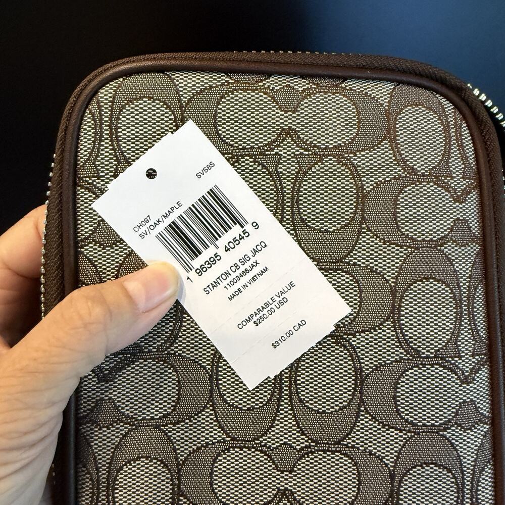 NWT Coach Men's Stanton Crossbody In Signature Jacquard Silver/Oak/Maple CH097 - Picture 13 of 13